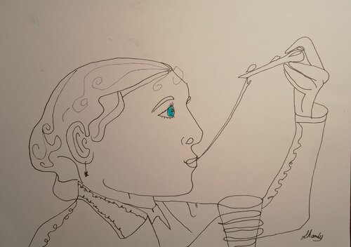 Pizza Joy van Lhandy, Tekening te koop op Singulart