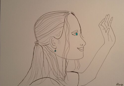 Arrivederci Amore Mio! - Romantic Female Face Sketch by Lhandy, Drawing for Sale on Singulart