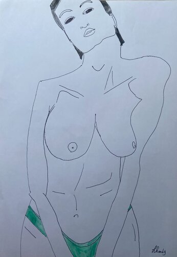 Girl in green underwear von Lhandy, Malerei kaufen auf Singulart