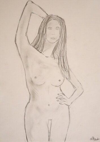 Sensual Nude - Contemporary Woman Body Sketch by Lhandy, Drawing for Sale on Singulart