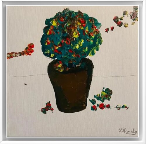 Yellow and Red Flowers van Lhandy, Schilderij te koop op Singulart