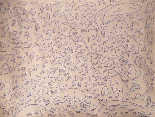 Fishes in the sea n. 1 by Lhandy, 素描 for Sale on Singulart