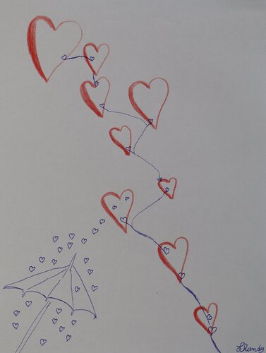 It's raining love de Lhandy, Dibujo a la venta en Singulart