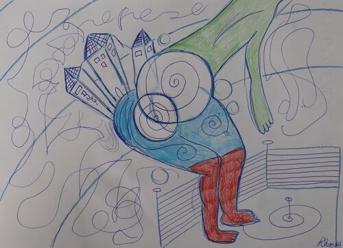 The weight of modernity de Lhandy, Dibujo a la venta en Singulart