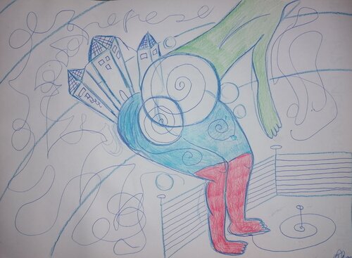 The weight of modernity van Lhandy, Tekening te koop op Singulart