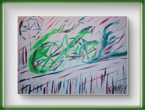 Futurist Bicycle di Lhandy, Pittura in vendita su Singulart