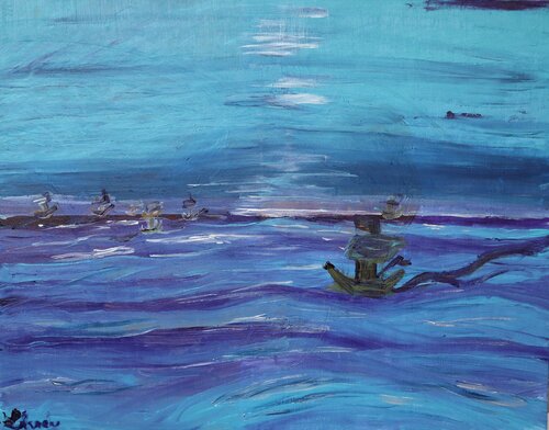 Horizon of Silk and Sapphire par Lhandy, Peinture en vente sur Singulart