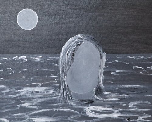 Alone - Surrealistic Seascape by Lhandy, Painting for Sale on Singulart