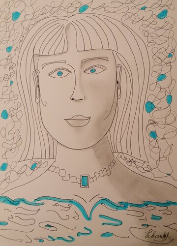 Blue Eyes Princess van Lhandy, Tekening te koop op Singulart