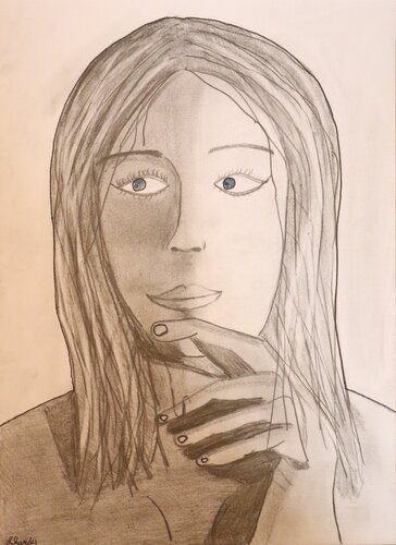 Lovely Long Hair, Lovely Blue Eyes by Lhandy, Drawing for Sale on Singulart