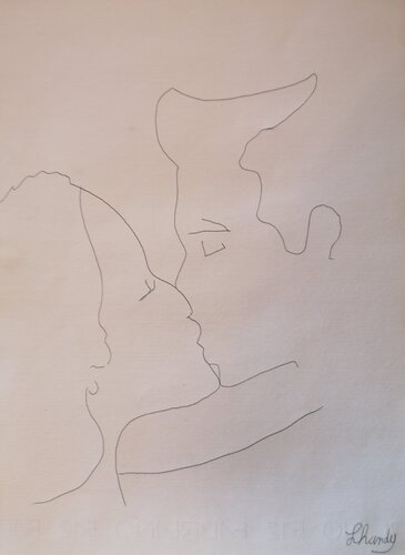 Lovely Kiss by Lhandy, 소묘 for Sale on Singulart