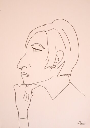 Unique - Minimalist Ink Portrait of a Woman by Lhandy, Drawing for Sale on Singulart