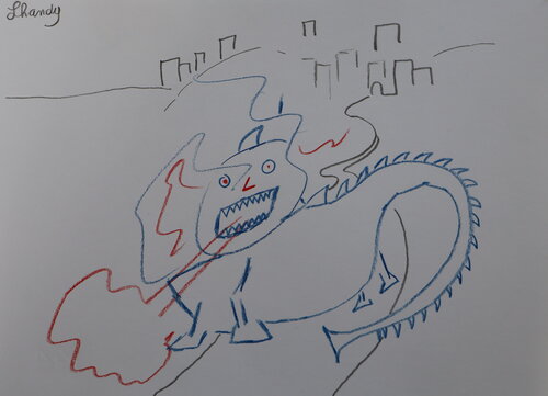 Pop Art Dragon by Lhandy, Drawing for Sale on Singulart