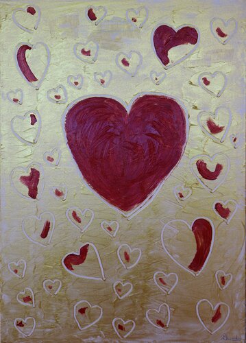 Red and Golden Hearts von Lhandy, Malerei kaufen auf Singulart
