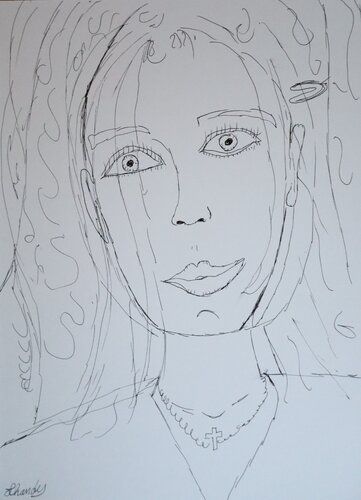 Lovely - Contemporary Girl Face Sketch by Lhandy, Drawing for Sale on Singulart