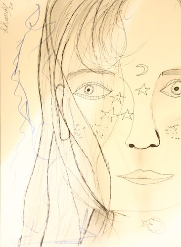 Freckles - Detailed Woman Portrait with Ink by Lhandy, Drawing for Sale on Singulart