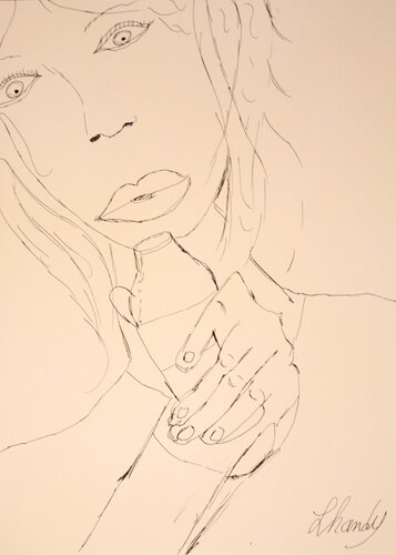 Soft Drink - Female Ink Portrait On Paper by Lhandy, Drawing for Sale on Singulart