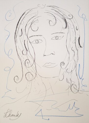 Charm - Female Ink Portrait On Paper by Lhandy, Drawing for Sale on Singulart