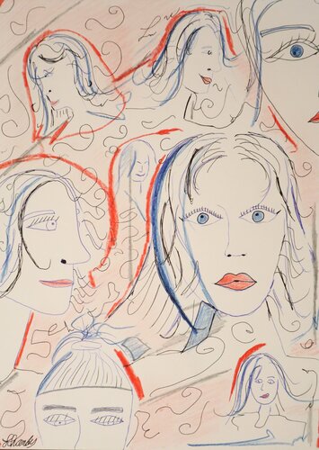 The Faces of Emotion - Contemporary Female Collective Sketch by Lhandy, Drawing for Sale on Singulart