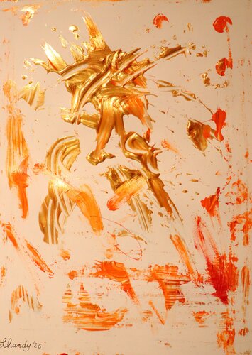 Golden Memories - Abstract Acrylic On Paper par Lhandy, Peinture en vente sur Singulart