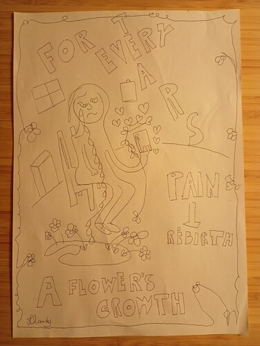 For Every Tear, A Flower's Growth - Conceptual Surrealistic Drawing von Lhandy, Zeichnungen kaufen auf Singulart