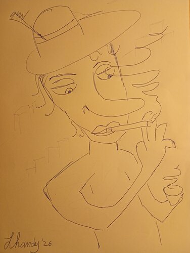 Boy Smoking Cigarette van Lhandy, Tekening te koop op Singulart