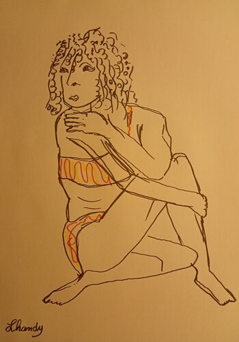 Athlete At Rest - Woman Sketch van Lhandy, Tekening te koop op Singulart