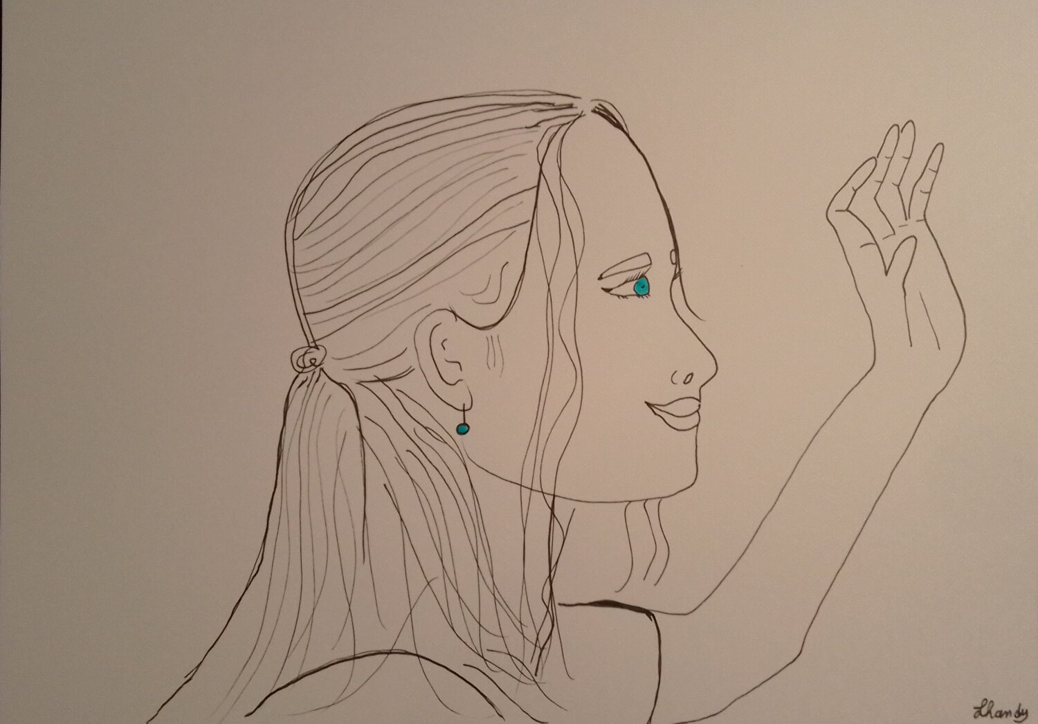 Arrivederci Amore Mio! - Romantic Female Face Sketch Lhandy Drawing for sale