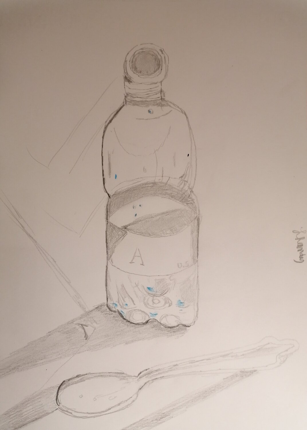 Bottle of water with spoon Lhandy