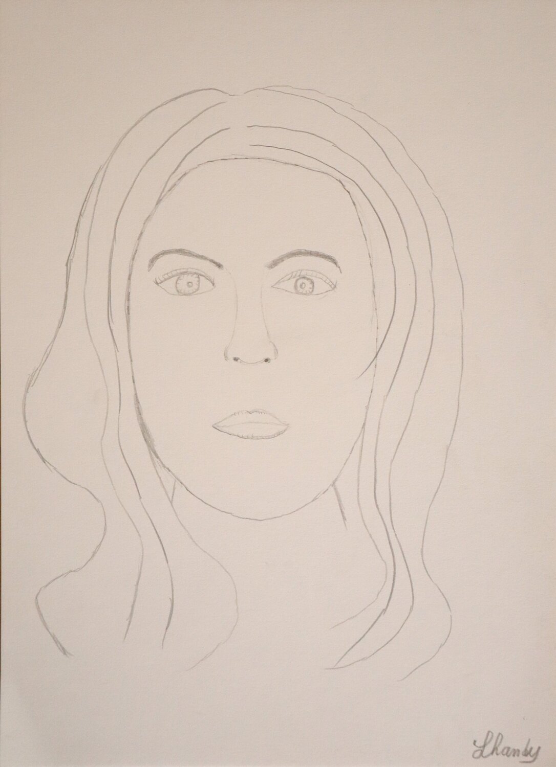 A Kind Of Beauty - Fine Line Female Portrait Lhandy Dibujo en venta