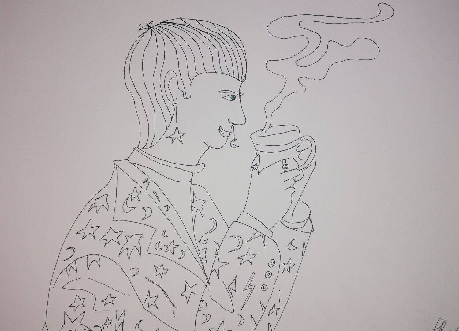 Rockstar Drinking Coffee Lhandy