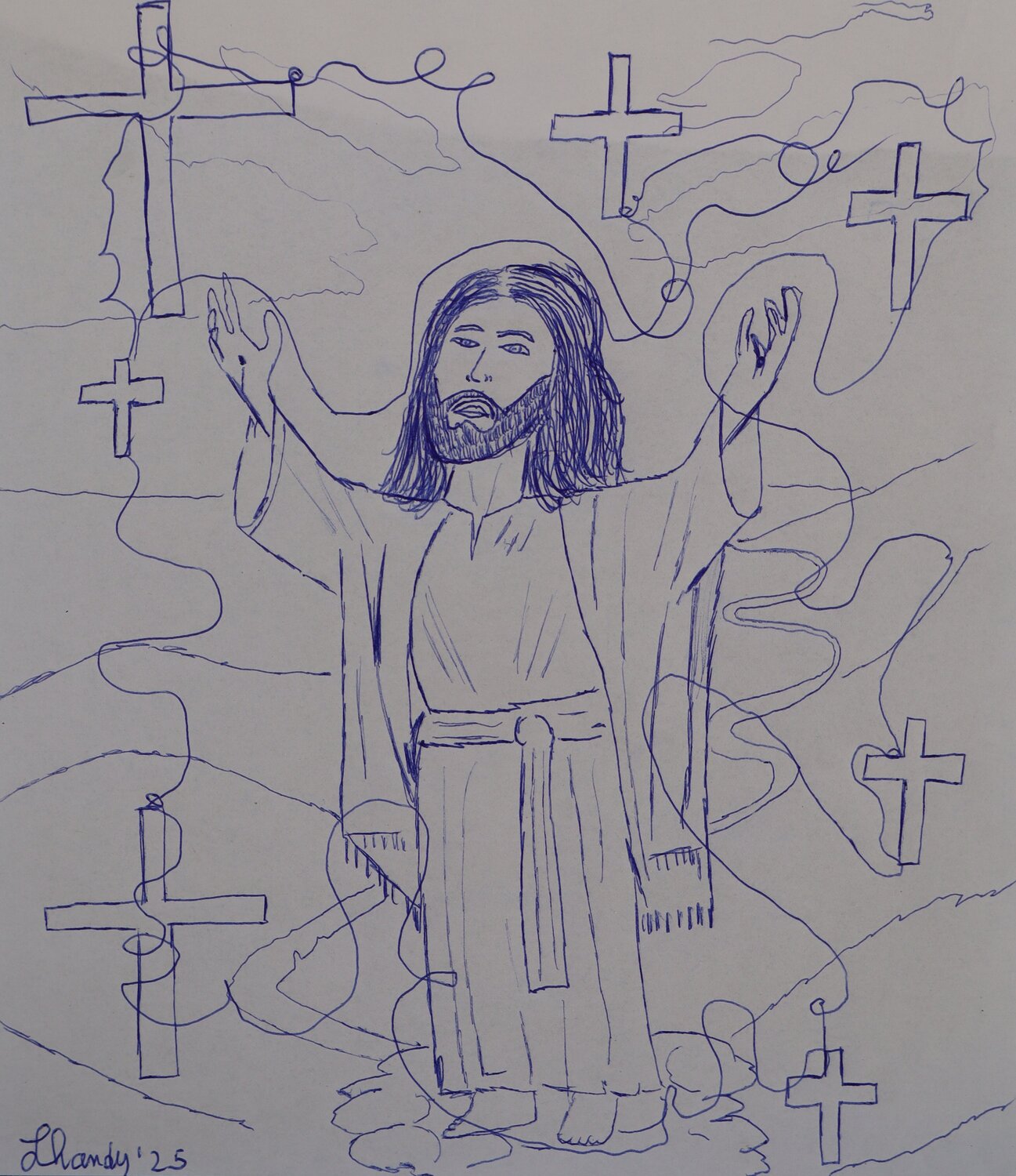 Jesus Christ with hands up Lhandy