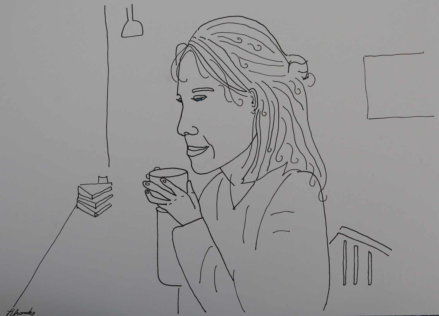 The Essential Waiting - Intimate Woman Scene Sketch Lhandy Zeichnungen zu verkaufen