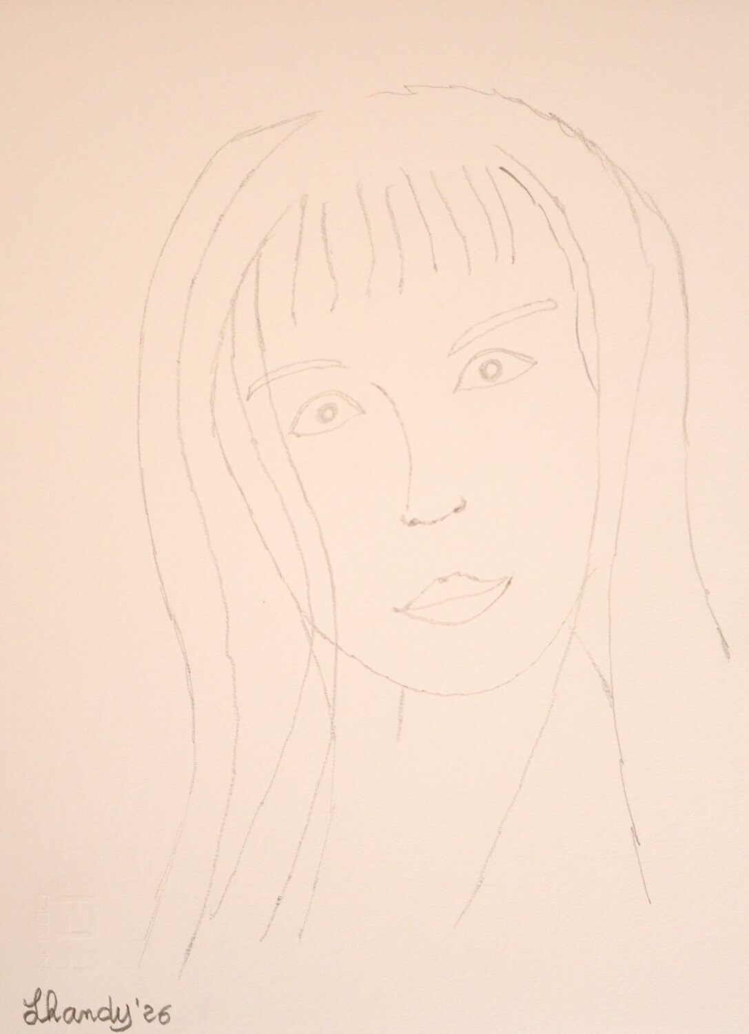 Girl in Love - Romantic Female Pencil Drawing Lhandy Dibujo en venta