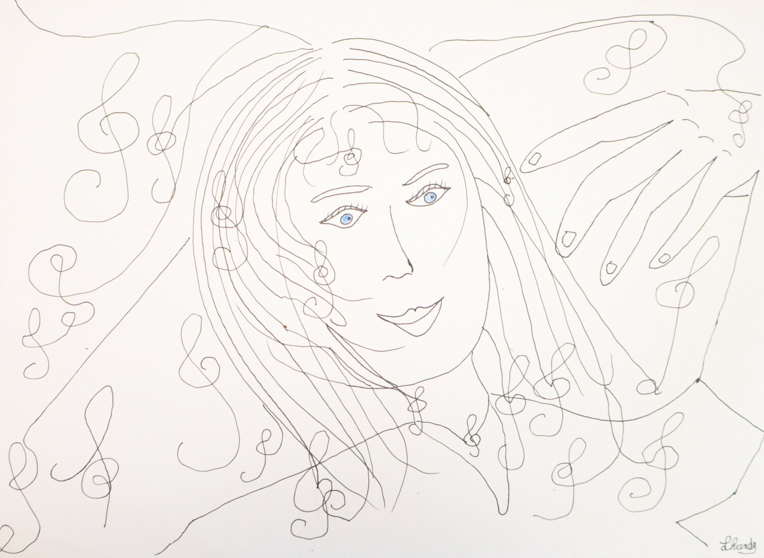She's in love with the Music - Female Ink Portrait Lhandy
