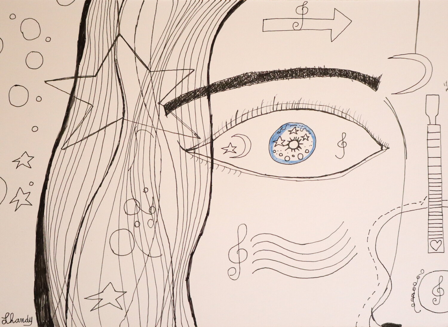 Universe - Surrealistic Ink Female Drawing Lhandy