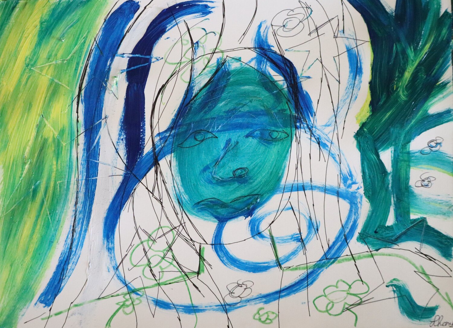 The Mind's Spiral - Abstract Expressionism On Paper Lhandy Dipinto originale in vendita