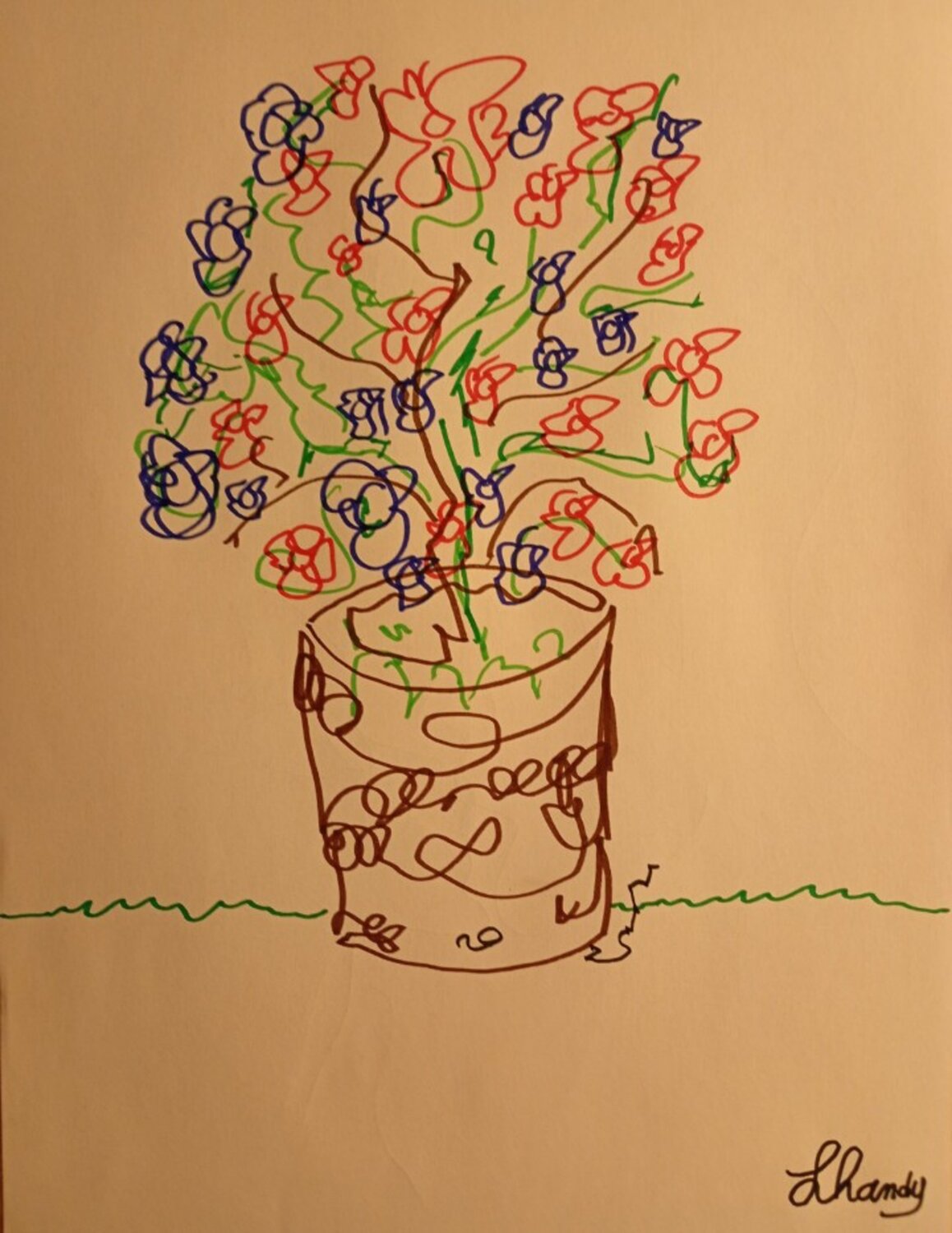 Vase Of Vibrant Flowers Lhandy Dessin à vendre