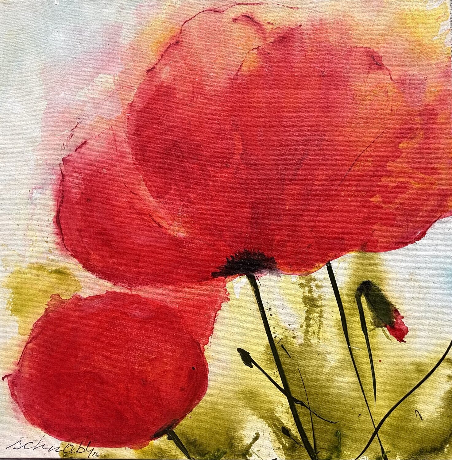Mohn in Rot Tanja Schnabl Pintura original en venta