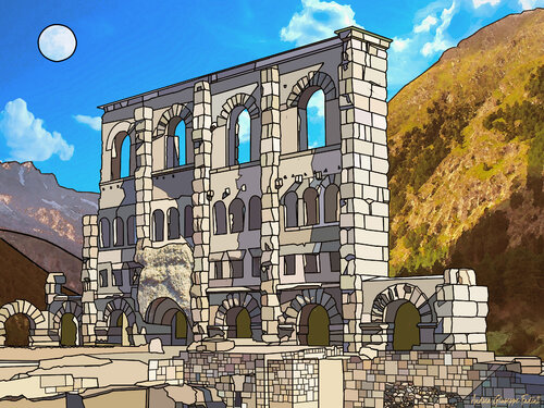 Aosta. Teatro romano van Andrea Giuseppe FADINI, Werk op papier te koop op Singulart