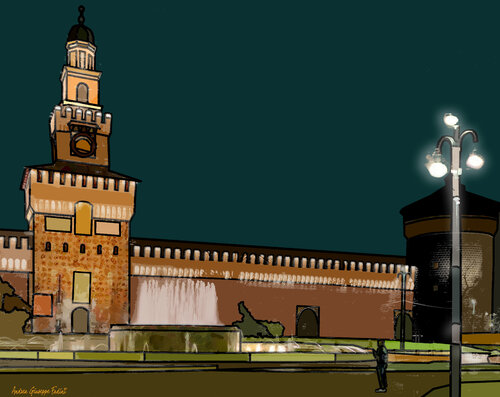 Il Castello di notte di Andrea Giuseppe FADINI, Opera su carta in vendita su Singulart