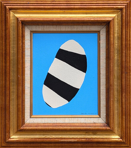 Contemporary Abstract Black and White Shape on Light Blue Field Painting van Shelbi Nicole, Schilderij te koop op Singulart