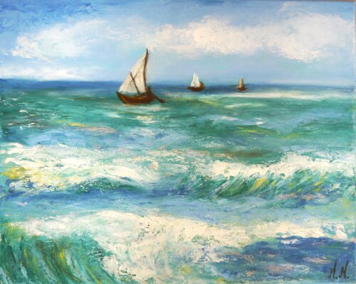 Das Meer bei Saintes-Maries, inspiriert von Vincent van Gogh (1888) von Marta Morgen, Malerei kaufen auf Singulart