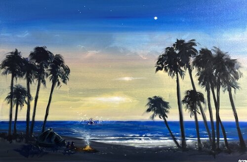 239. Peaceful Camping at Hunting Island von Frank Gorman, Malerei kaufen auf Singulart