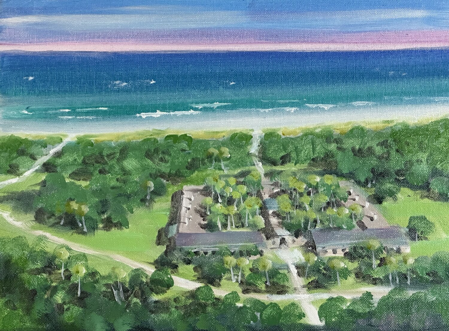 275. Huntington Beach State Park, Atalaya Castle, SC Frank Gorman Originalgemälde zu verkaufen