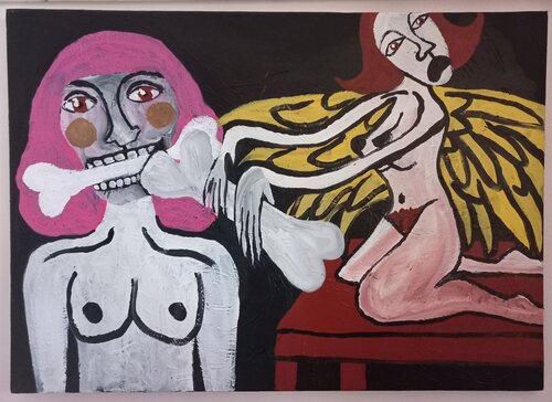 I knew you'd come (The annunciation) but I didn't know you were going to be so soft by Leonor Vaz, Painting for Sale on Singulart
