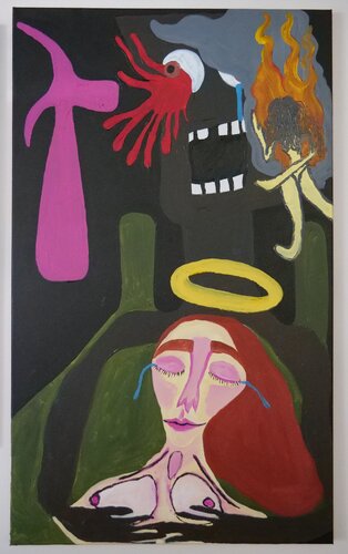 No anwers/Burning doll par Leonor Vaz, Peinture en vente sur Singulart
