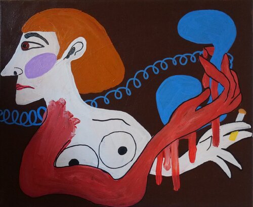 Biblical phone call by Leonor Vaz, Painting for Sale on Singulart