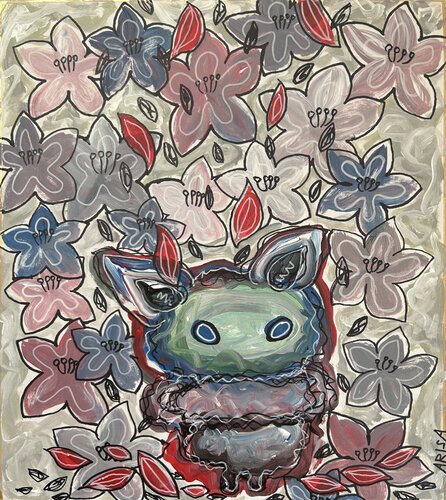 猫と桜 von アリサ オオツカ, Malerei kaufen auf Singulart