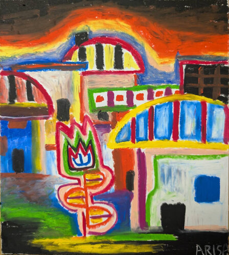 日沈む街 von アリサ オオツカ, Malerei kaufen auf Singulart